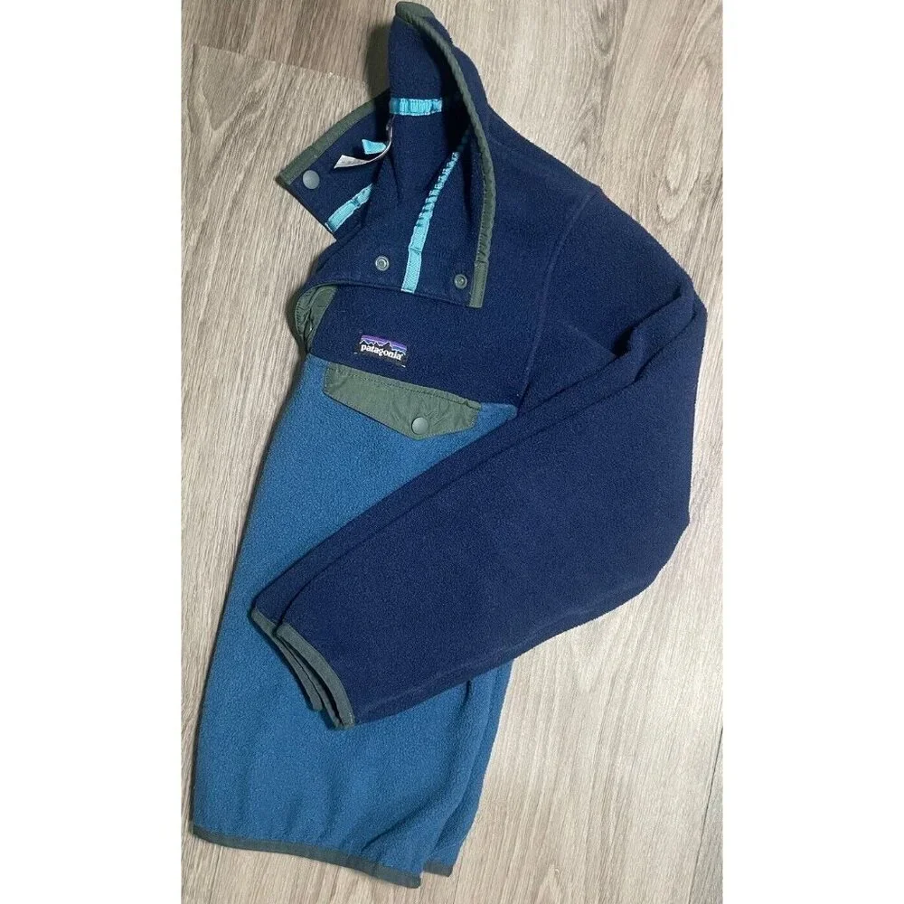 Patagonia Synchilla Snap T Pullover Fleece Sweater Youth Boys Medium Blue - Picture 6 of 7
